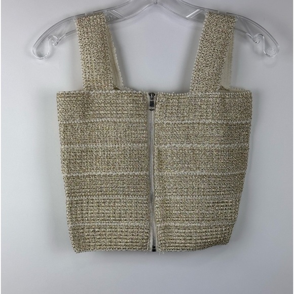 MIcas Women's Gold Woven Crop Top w/High Waisted Marble Print Straight Leg Pant - Picture 4 of 10